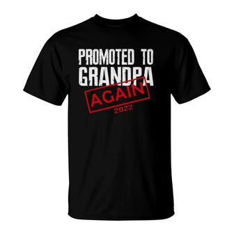 Mens Promoted To Grandpa Again Est 2022 Pregnancy T-Shirt | Mazezy