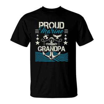 Mens Proud Marine Grandpa - Granddad Papa Pops T-Shirt | Mazezy