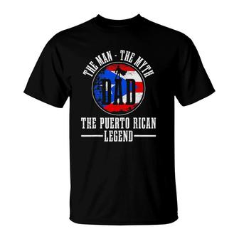 Mens Puerto Rican Dad Man Myth Legend Puerto Rico Flag Pride T-Shirt | Mazezy