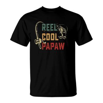 Mens Reel Cool Papaw Vintage Fisherman Father's Day T-Shirt | Mazezy AU