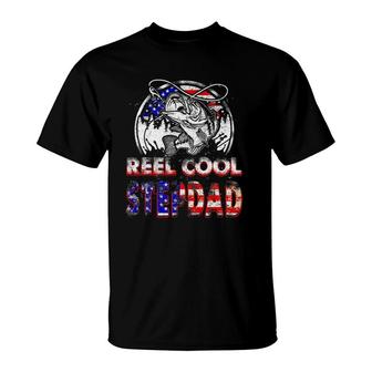 Mens Reel Cool Stepdad Fishing Gift For Fathers Day T-Shirt | Mazezy