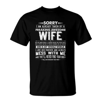 Mens Taken By A Freaking Awesome Wife Husband T-Shirt | Mazezy UK