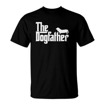 Mens The Dogfather Basset Hound Dog Father Dad Gif T-Shirt | Mazezy