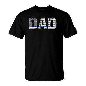 Mens Thin Blue Line Police Dad Police Officer Supporter Father T-Shirt | Mazezy