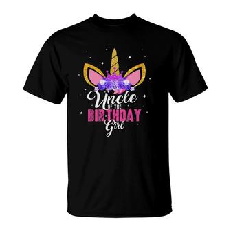 Mens Uncle Of The Birthday Girl Unicorn Birthday Princess T-Shirt | Mazezy