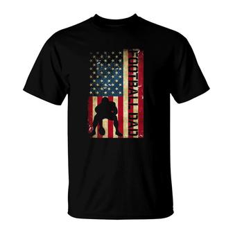Mens Usa Flag Football Dad - Pittsburgh Lineman Fathers Day Gift T-Shirt | Mazezy