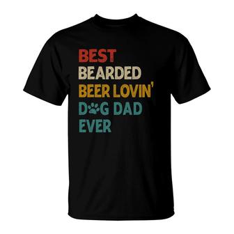 Mens Vintage Best Bearded Beer Lovin Dog Dad T-Shirt | Mazezy