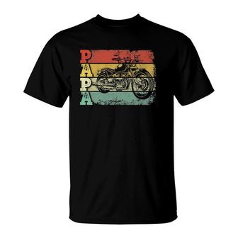 Mens Vintage Motorcycle Papa Biker Motorcycle Rider Father's Day T-Shirt | Mazezy