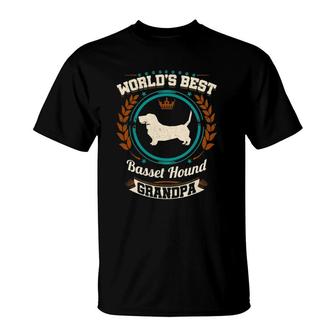 Mens World's Best Basset Hound Grandpa Granddog T-Shirt | Mazezy