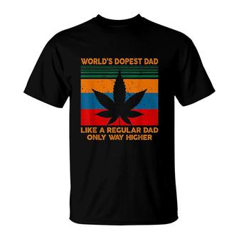 Mens Worlds Dopest Dad Weed Cannabis Vintage Gift Color T-Shirt - Seseable