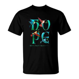 Mental Health Awareness Green Ribbon Hummingbird Hope T-Shirt | Mazezy
