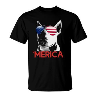 'Merica Bull Terrier American Flag 4Th Of July T-Shirt | Mazezy