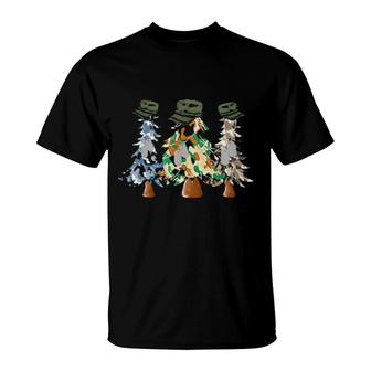 Merry Christmas Army Camouflage Xmas Trees Holidays Pajamas For Men & Women T-Shirt | Mazezy