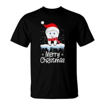 Merry Christmas Funny Smiling Tooth Teeth Lover Dentist Tee T-Shirt | Mazezy