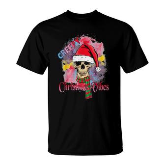 Merry Christmas Vibes Santa Skull With Scarf T-Shirt | Mazezy