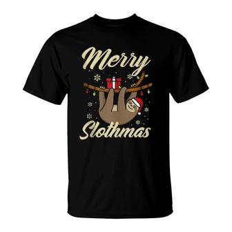 Merry Slothmas Christmas Pajama Sloths Christmas T-Shirt | Mazezy