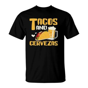 Mexican Tacos And Cervezas - Funny Mexican Party Outfit Gift T-Shirt | Mazezy
