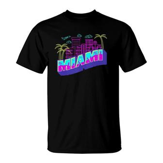 Miami - Florida Vaperwave Skyline Synthwave 80S Style Retro Tank Top T-Shirt | Mazezy