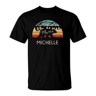 Michelle Name Gift Retro Sun Personalized Mama Bear T-Shirt | Mazezy