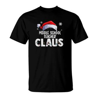 Middle School Teacher Santa Claus Christmas Matching Costume T-Shirt | Mazezy