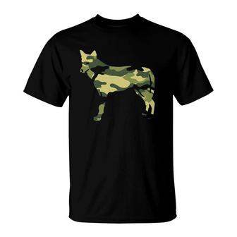 Military Coyote Camo Men Print Us Wolf Pup Veteran Gift T-Shirt | Mazezy