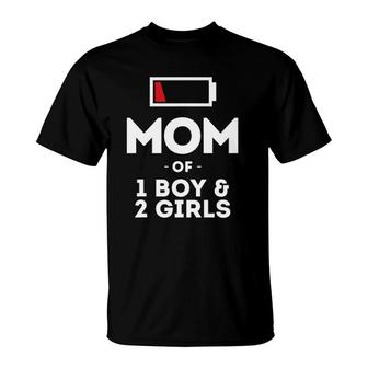 Mom Of 1 Boy 2 Girls Clothing Gift Mother Wife Funny Women T-Shirt | Mazezy