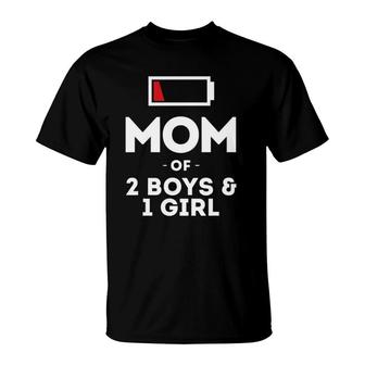 Mom Of 2 Boys 1 Girl Clothing Gift Mother Wife Funny Women T-Shirt | Mazezy DE