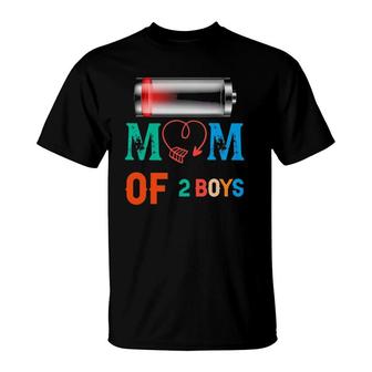 Mom Of 2 Boys Gift From Son Mothers Day Birthday T-Shirt | Mazezy