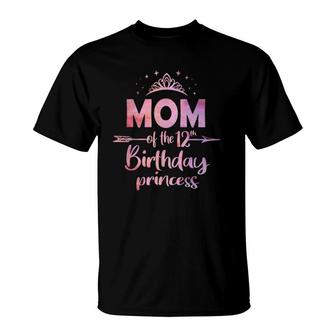 Mom Of The 12Th Birthday Princess Girl 12 Years Old B Day T-Shirt | Mazezy