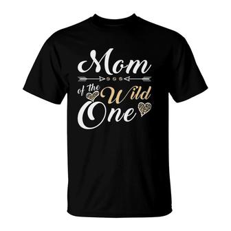 Mom Of The Wild One 1St Birthday Leopard Heart Mother T-Shirt