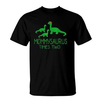 Mommysaurus Fun Mother Mom Baby Kids Dinosaur Twins T-Shirt | Mazezy