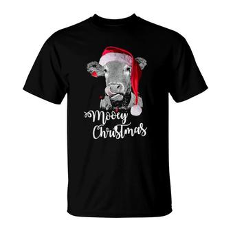 Mooey Christmas Fun Heifer Santa Xmas Light Cow T-Shirt | Mazezy