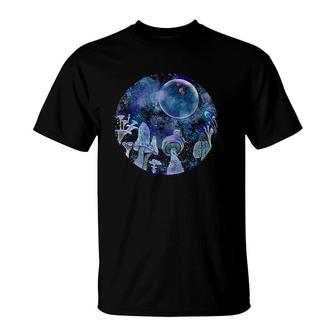 Moon And Mushrooms Men Women Gift T-Shirt | Mazezy