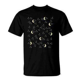 Moon And Stars Night Sky Art Tee S Celestial T-Shirt