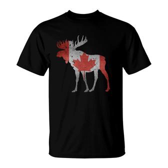 Moose Canada Flag Pride Animal Canadian Gift T-Shirt | Mazezy