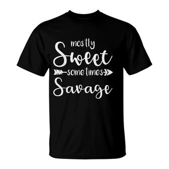 Mostly Sweet Sometimes Savage Funny T-Shirt | Mazezy