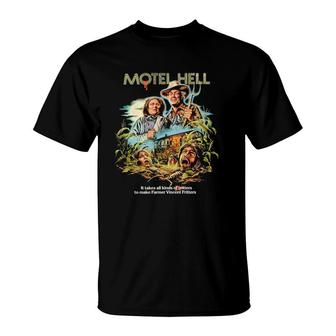 Motel Hell It Takes All Kinds Of Critters To Make Farmer Vincent Fritters T-Shirt | Mazezy