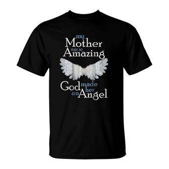 Mother Guardian Angel Memorial Gift With Angel Wings T-Shirt | Mazezy