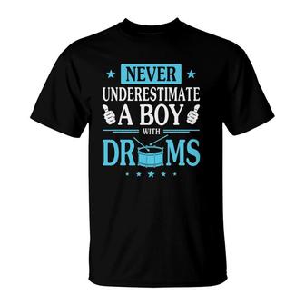 Music Drummer Tee Never Underestimate A Boy With Drums T-Shirt | Mazezy