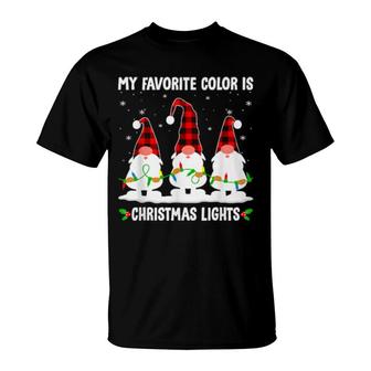 My Favorite Color Is Christmas Lights Xmas Gnome Tree T-Shirt | Mazezy