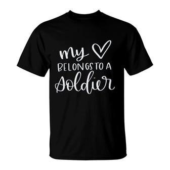 My Heart Belongs To A Soldier T-Shirt | Mazezy