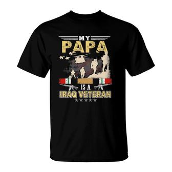 My Papa Is A Iraq Veteran Proud Us Veteran Fathers Day T-Shirt | Mazezy