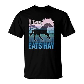 My Therapist Eats Hay Vintage Sunset Horse T-Shirt | Mazezy
