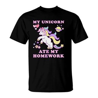 My Unicorn Ate My Homework Funny T-Shirt | Mazezy