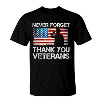 Never Forget Thank You Veterans, Veterans Day Usa Flag T-Shirt | Mazezy