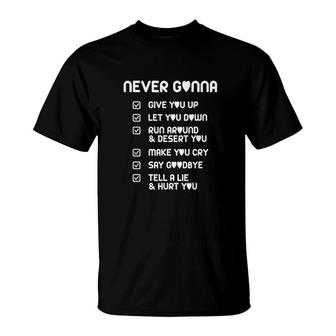 Never Gonna Give You Up 80s Music Retro T-Shirt