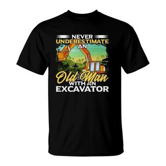 Never Underestimate An Old Man With An Excavator Driver T-Shirt | Mazezy