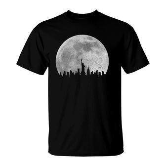 New York City Nyc Ny Skyline Moon Pride Vintage T-Shirt | Mazezy