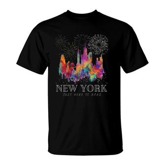 New York Just Here To Bang 4Th July American Flag Y2k T-Shirt | Mazezy