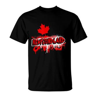 Newfoundland Canada Maple Leaf Flags T-Shirt | Mazezy